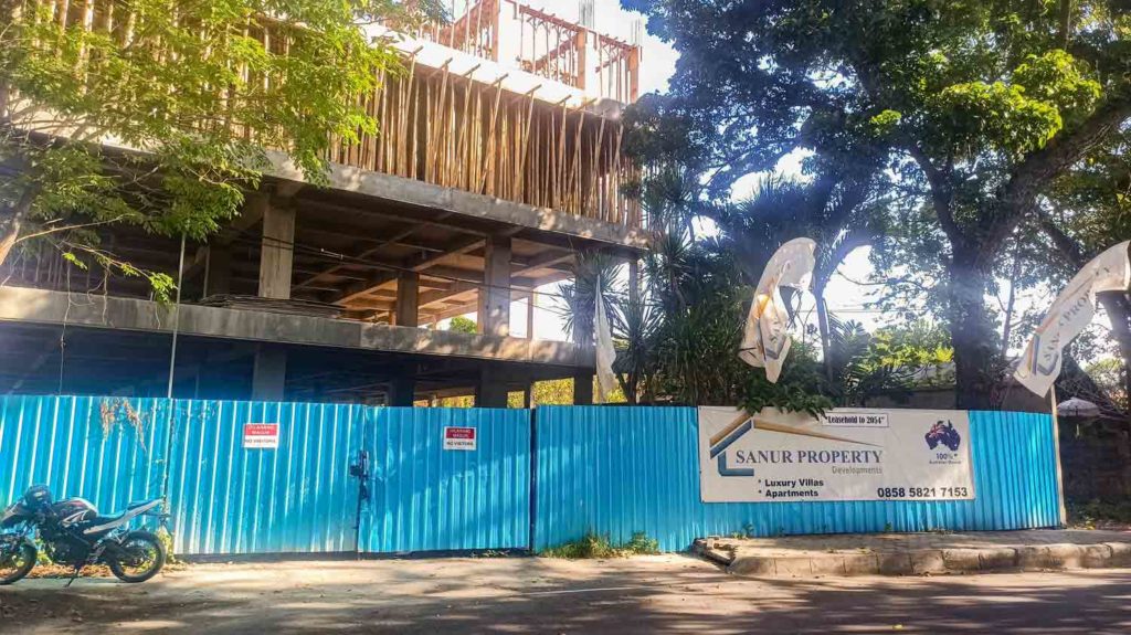Construction company building a new complex in Sanur