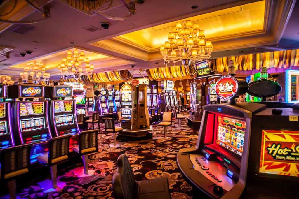 Slot machines inside of a casino