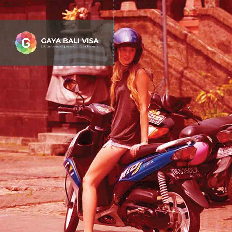 Girl Renting Motorbike in Bali
