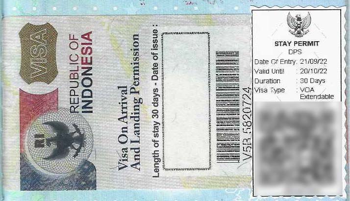 Visa On Arrival Sticker