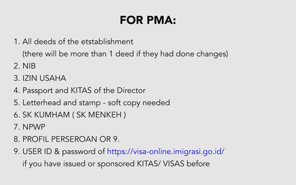 Document needed if the sponsor is a foreigner company PMA