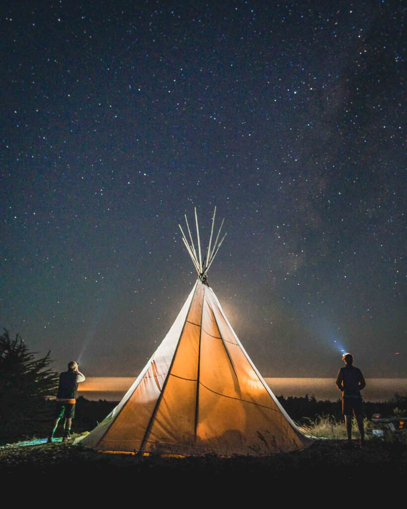 Tent under a sky full of stars