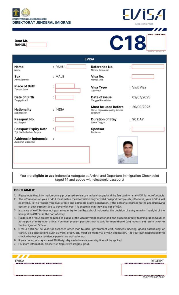 pciture of the E-Visa C18 Work Trial Visa